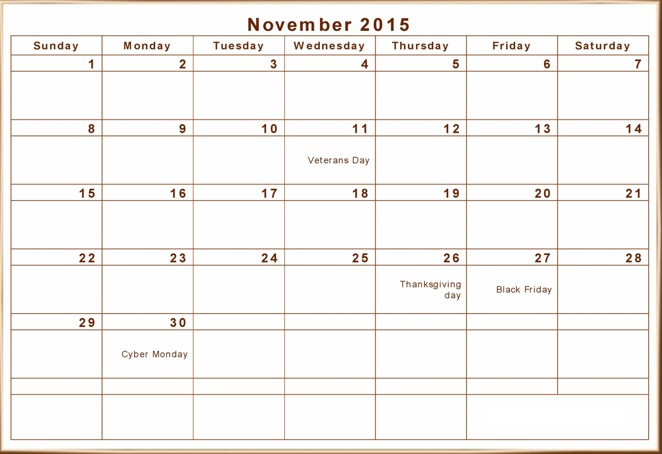 free november calender