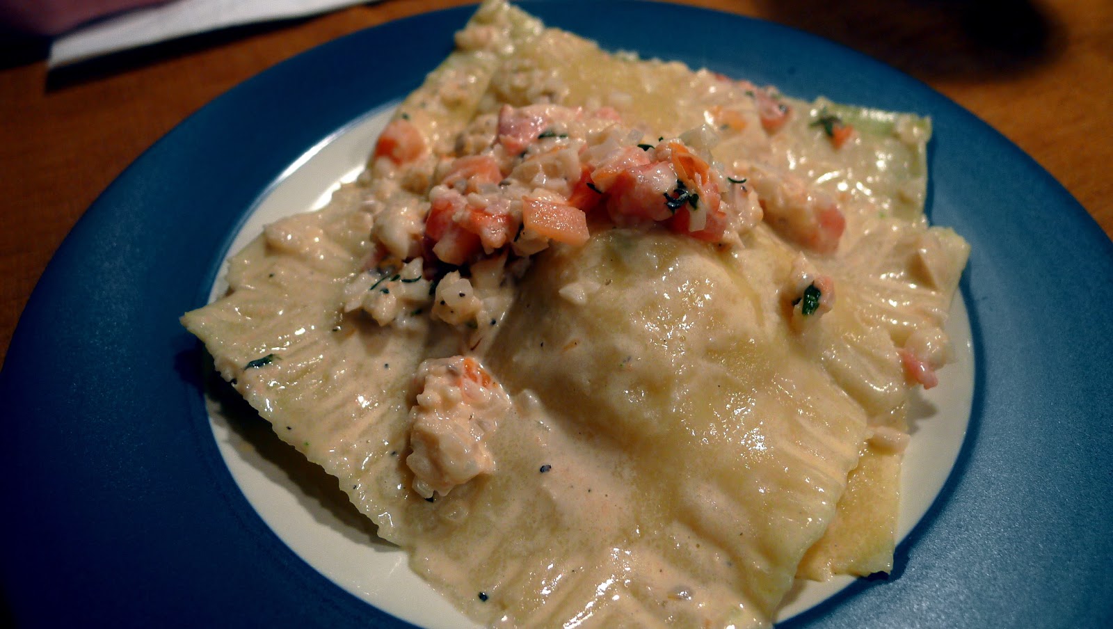 newFOOD tuesdayz Lobster Ravioli with Tomato Cream Lobster Sauce
