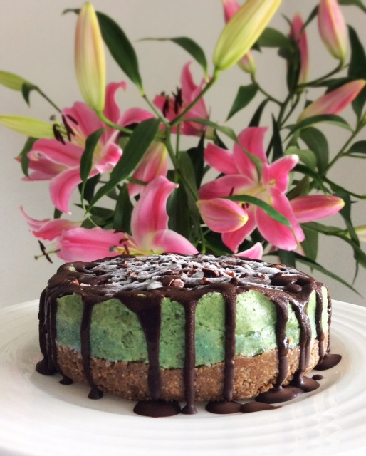 Elphie's Spirulina Mint and Carob Raw Cake (NutFree)