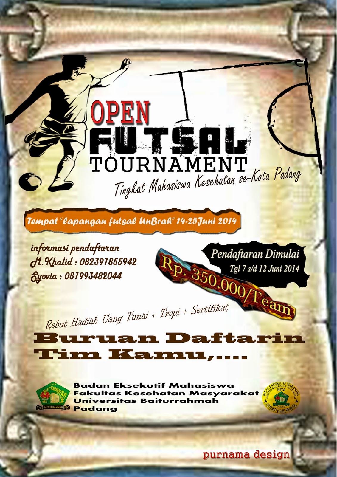contoh brosur dan kokarde futsal tournament
