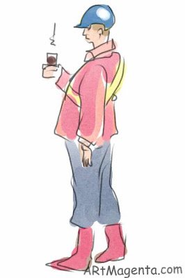Hot coffee is a gesture drawing finger painted on an iphone by artist and illustrator Artmagenta