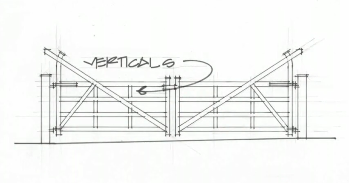 Wood gate detailing DRAWING AND PAINT