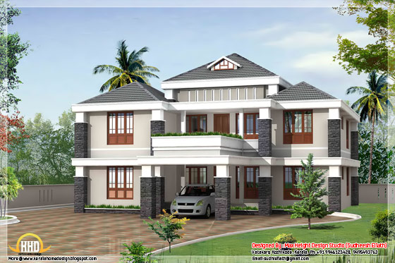 3080 square feet 4 BHK trendy kerala house design - May 2012