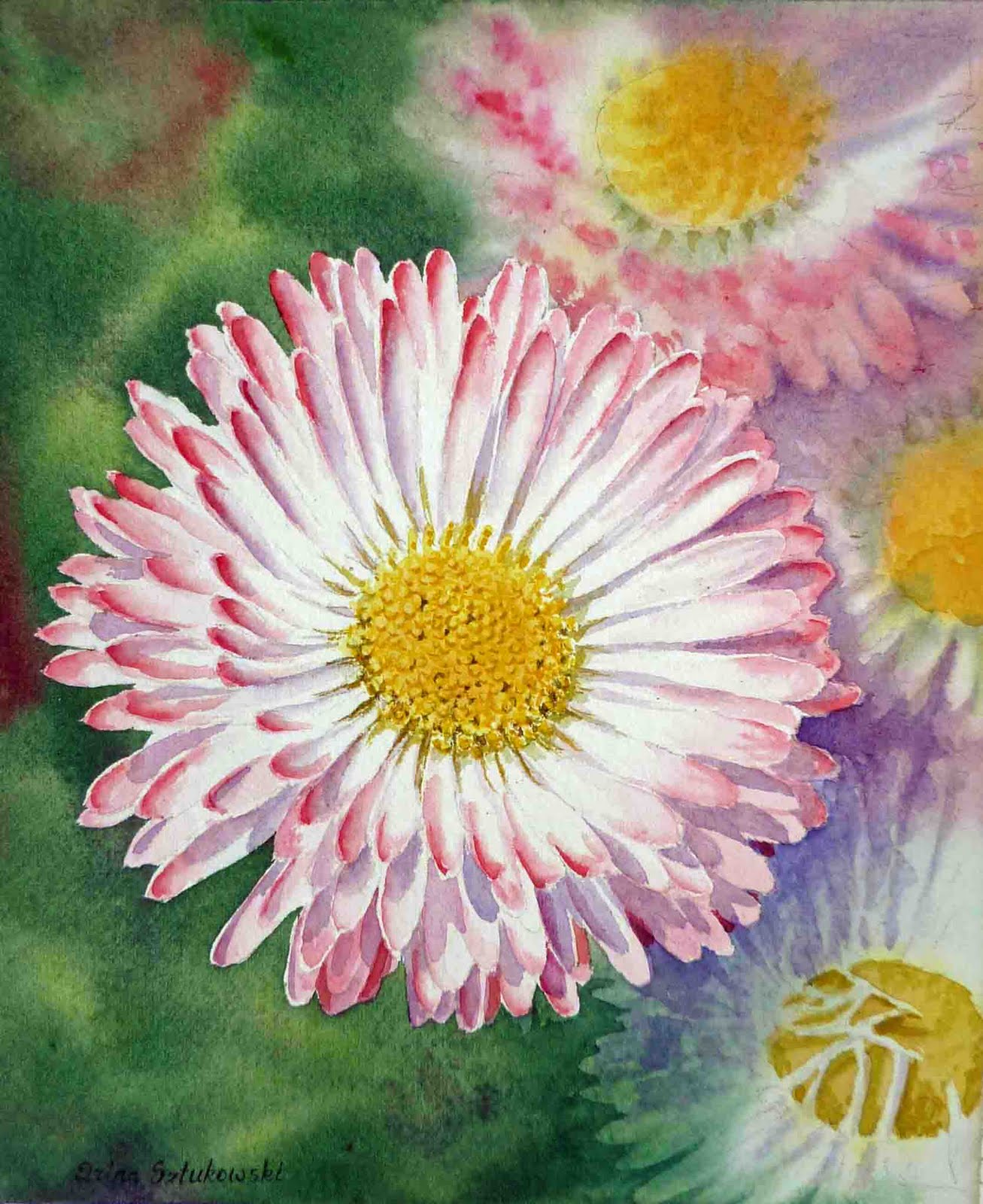 English Daisies Finished Painting