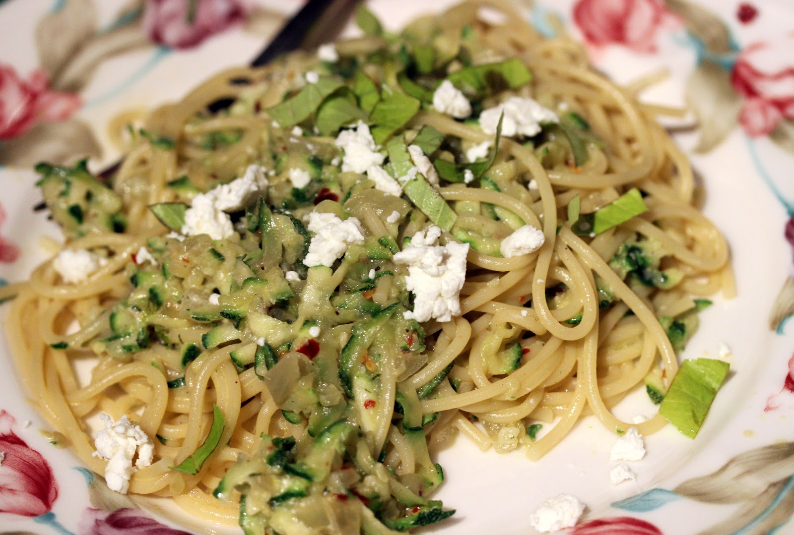 The Dinner Club Pasta w/ Zucchini, Basil, and Goat Cheese