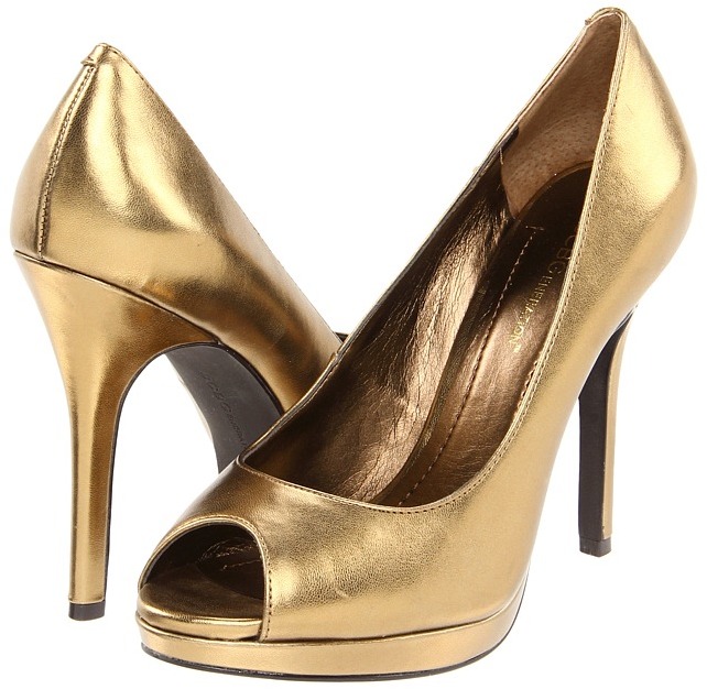 bcbg gold pumps