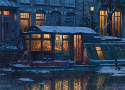 10-Evening-Tea-Time-Evgeny-Lushpin-Scenes-of-Realistic-Night-Time-Paintings-www-designstack-co