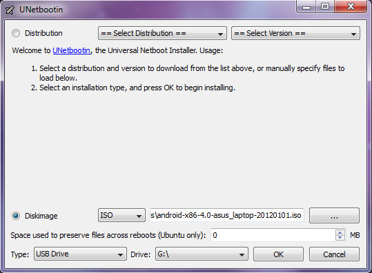UNetbootin - Android-x86