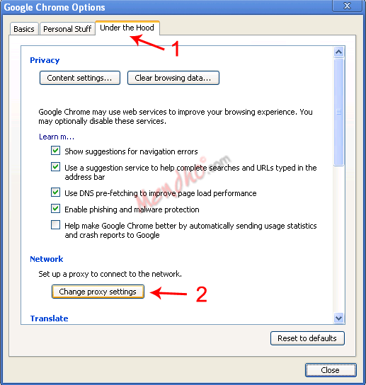 change proxy settings windows 7