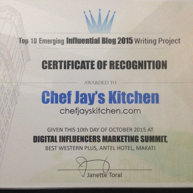 Thank You for Voting Chef Jay's Kitchen as #2 in the Top 10 Emerging Influential Blogs of 2015