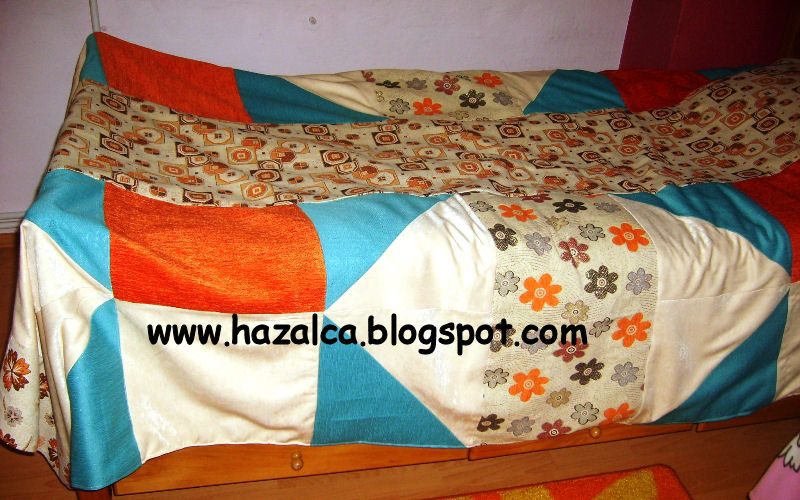 HAZALCA(yüreğimden parmaklarıma dökülenler) kırkyama yatak örtüsü