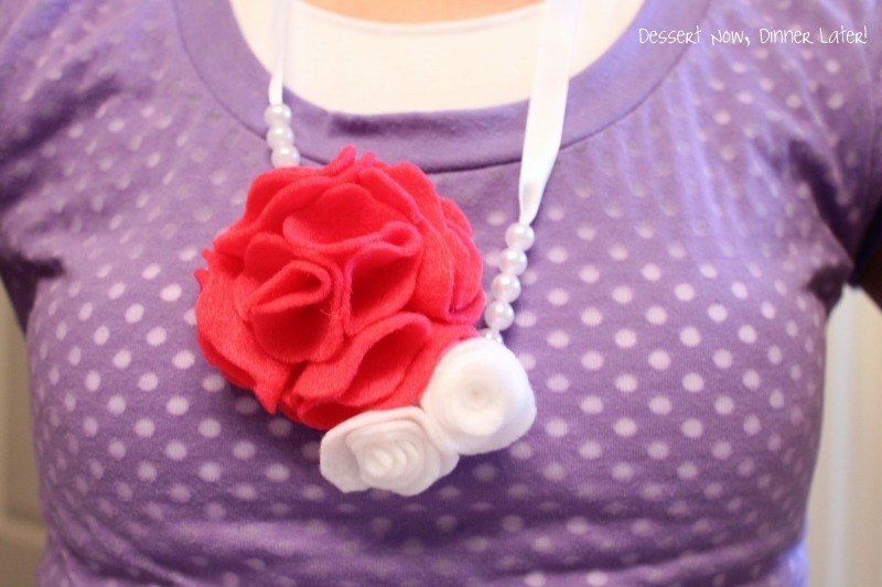Felt Flower Ribbon Necklace Dessert Now, Dinner Later!