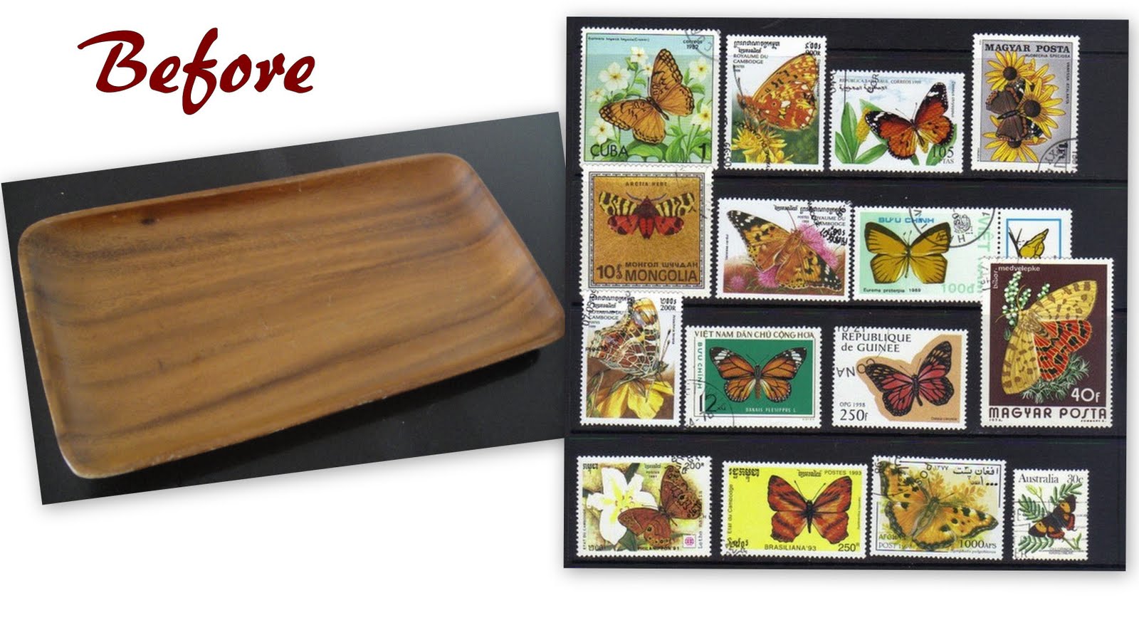 Recycled Sewing Butterfly Postage Stamps