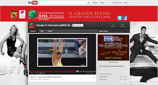 Landing page di YouTube con eventi sportivi.