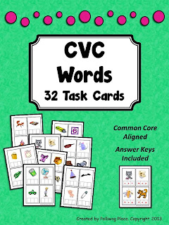 CVC Words 32 Task Cards