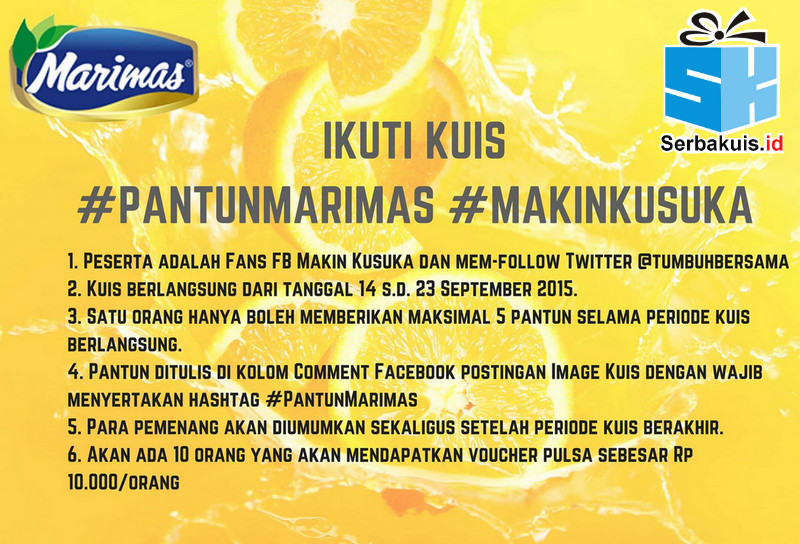 Kuis Pantun Marimas Berhadiah Pulsa 100K Kuis Pantun Marimas Berhadiah Pulsa 100K