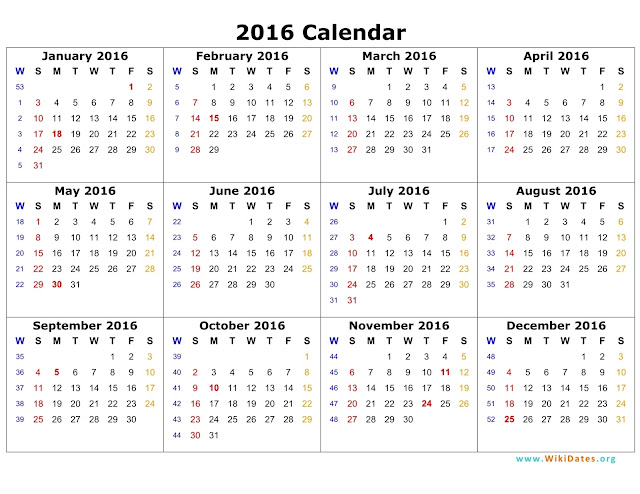 2016 Monthly Calendar Template 03