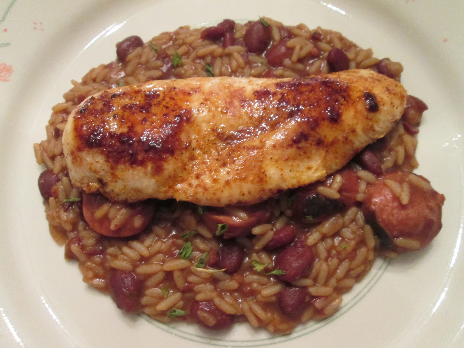 Diab2Cook Cajun Chicken Breast w/ Smoked Turkey Sausage Red Beans and Rice
