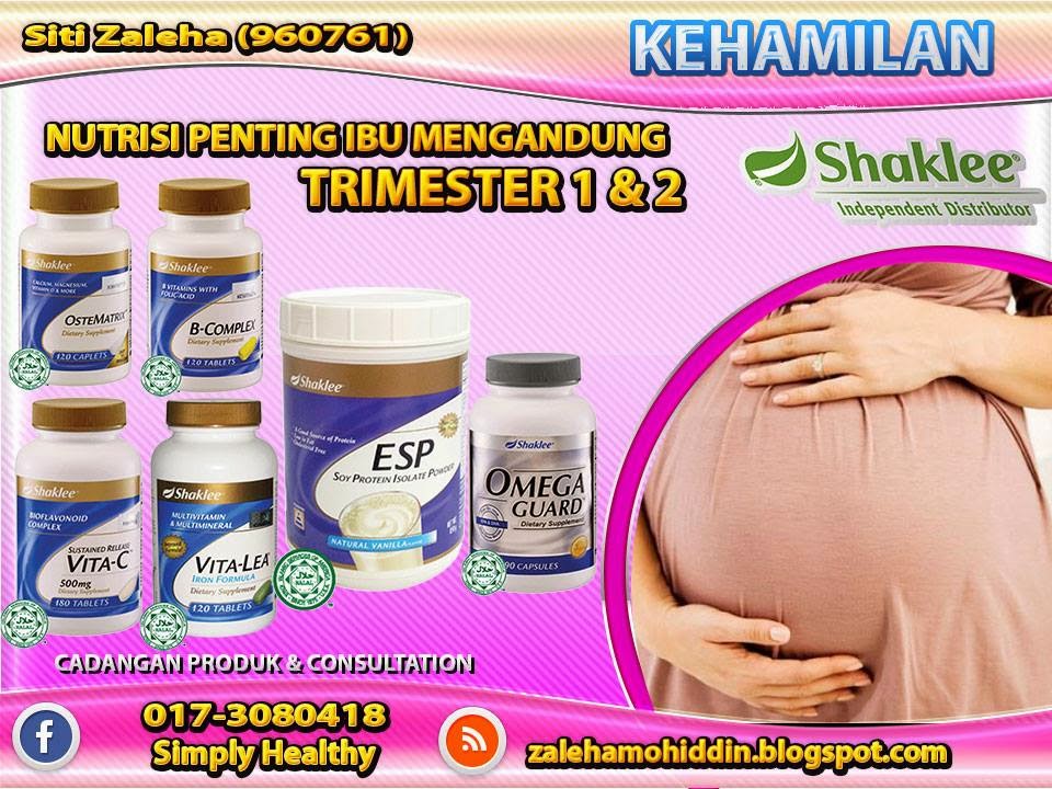 Nutrisi penting ibu mengandung Trimester 1 hingga 3