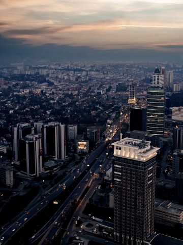 Top View Urban City Skyscraper Android Wallpaper