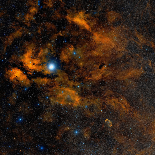 The Gamma Cygni Nebula and NGC 6888, the Crescent Nebula