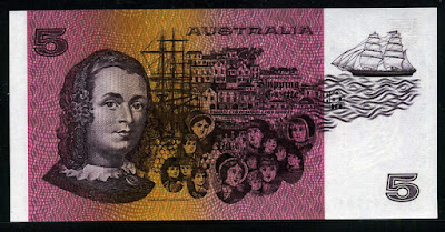 Australian bank notes money five dollars