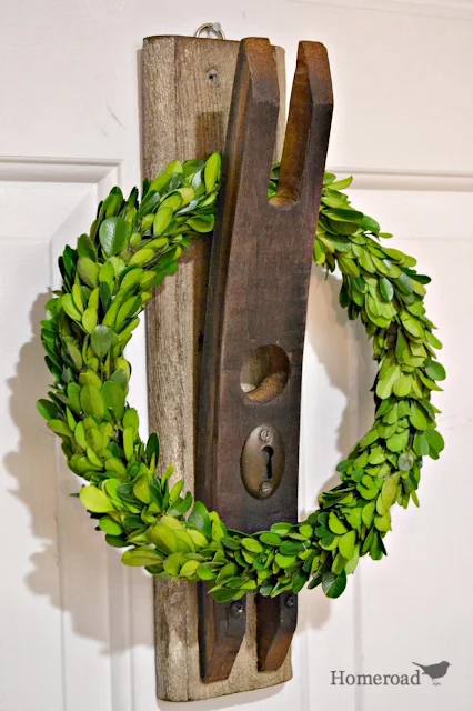 unique wreath hook with wreath