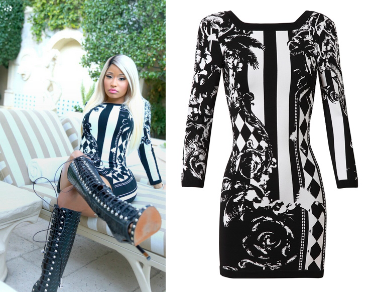 nicki minaj black and white dress