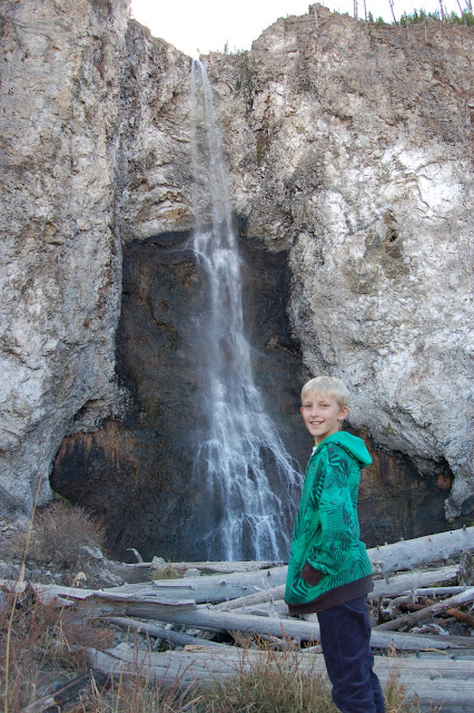 Gavin standing at the base of Fairy Falls Yellowstone