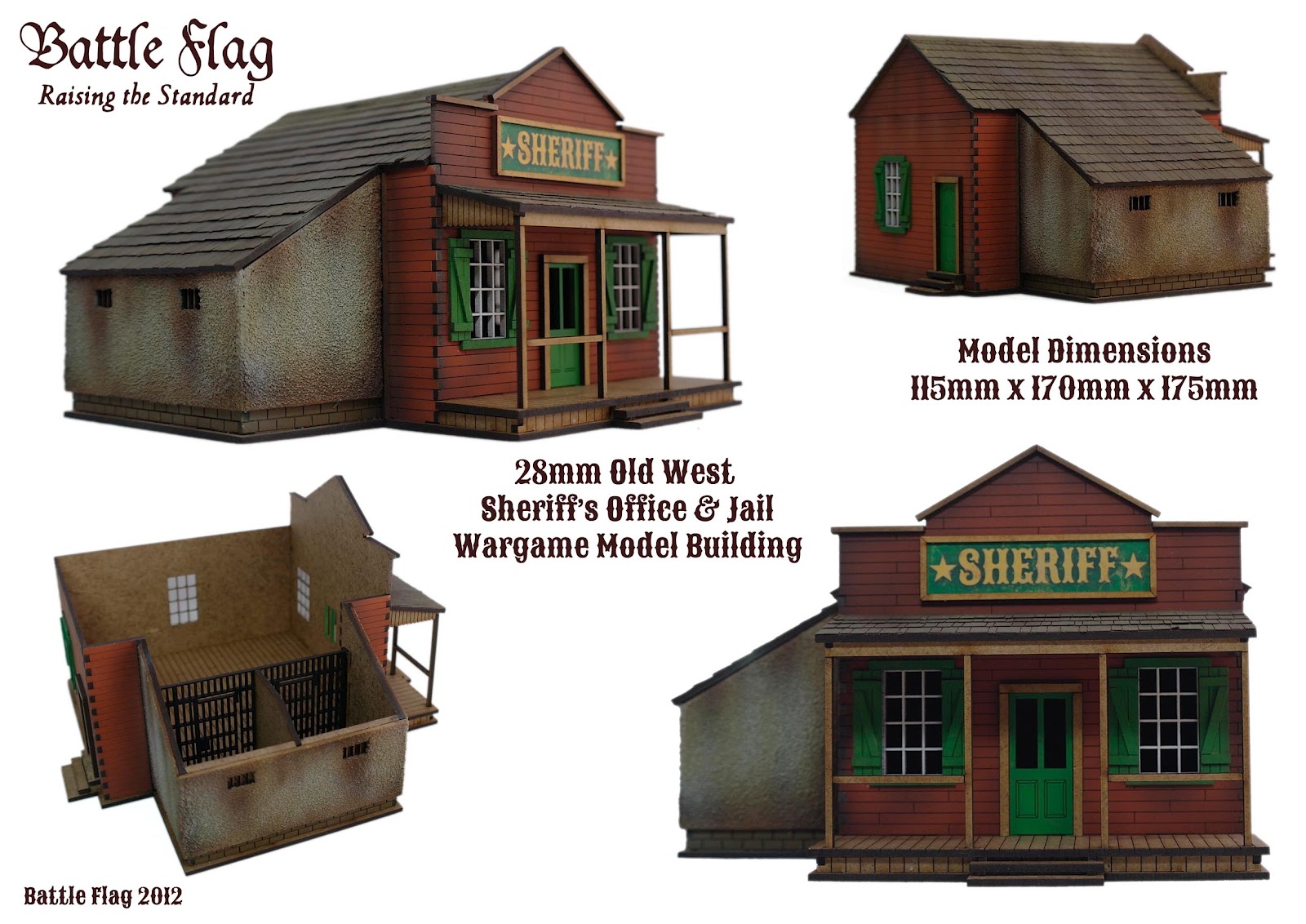 D045 Old West Cowboy Building SHERIFF’S OFFICE with CELLS 25mm 28mm Terrain