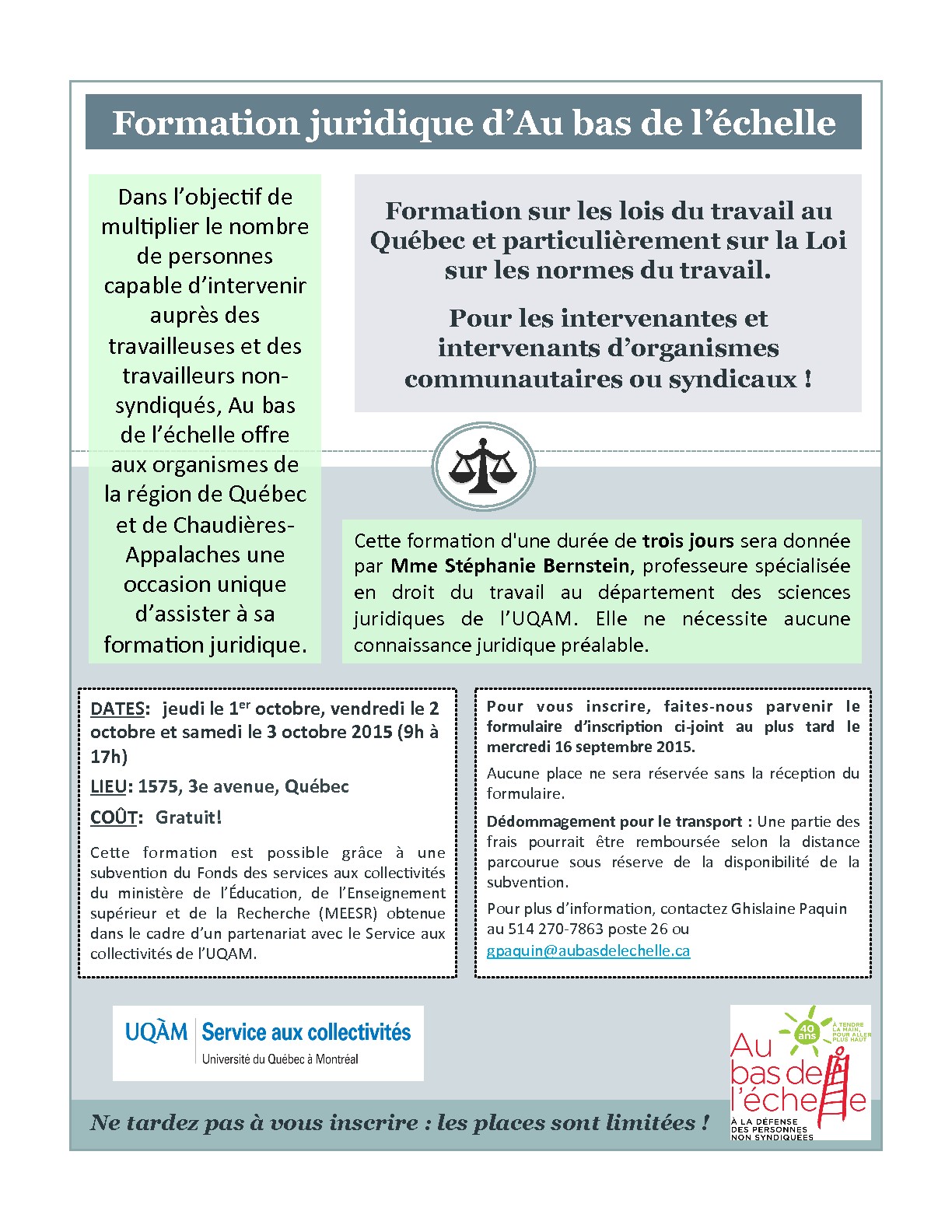 La CDC ICI MontmagnyL'Islet Formation gratuite sur les normes du