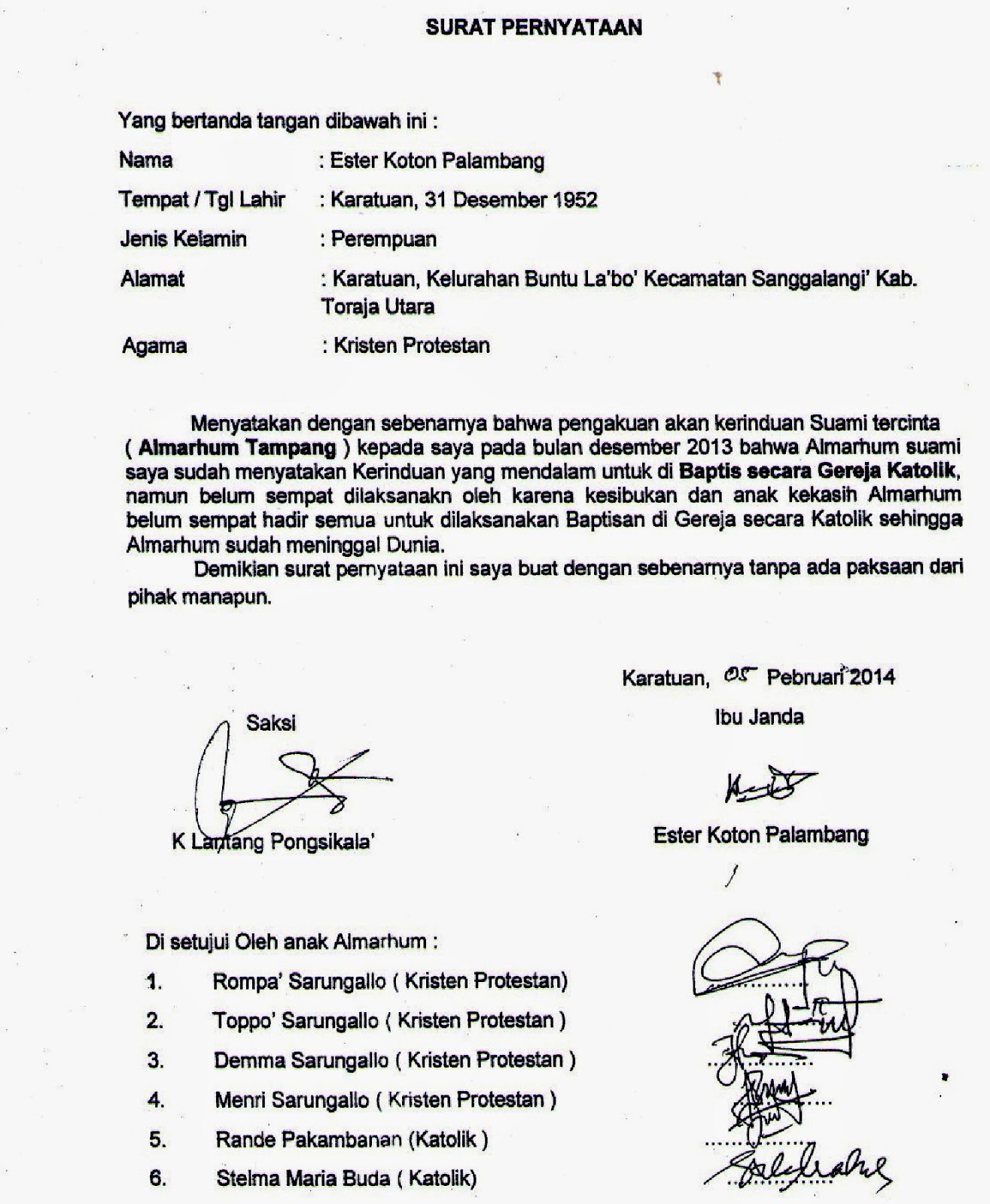 Surat Pernyataan Keberatan Warga