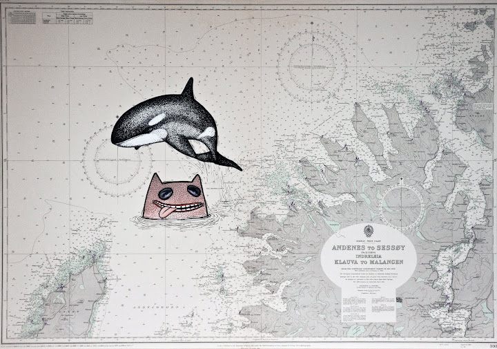 Seascape 29, 2011. Navigation map, acrylic on canvas, 70 x 100 cm