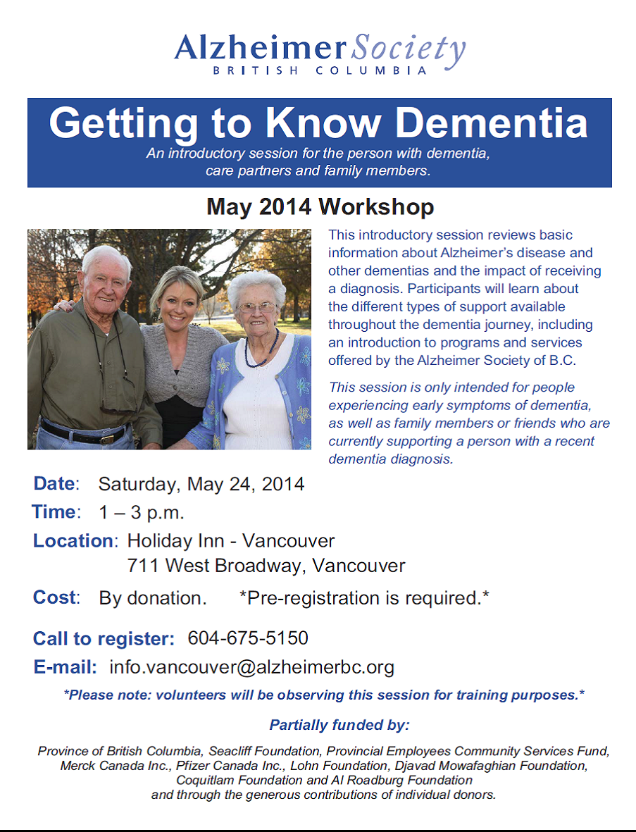 South Vancouver and Beulah Adult Day Programs: Getting to Know Dementia