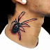 3D Tattoo Of Spider On Neck