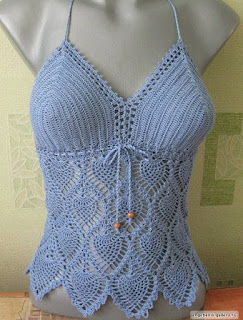 Lace Crocheted Top with Pineapple Motif