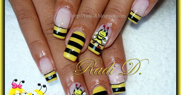 4. Yellow and Black Bumble Bee Nails - wide 8