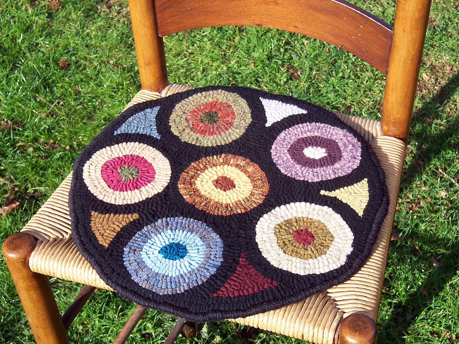 Three Sheep Studio Wool Rug Hooking...Chair Pad