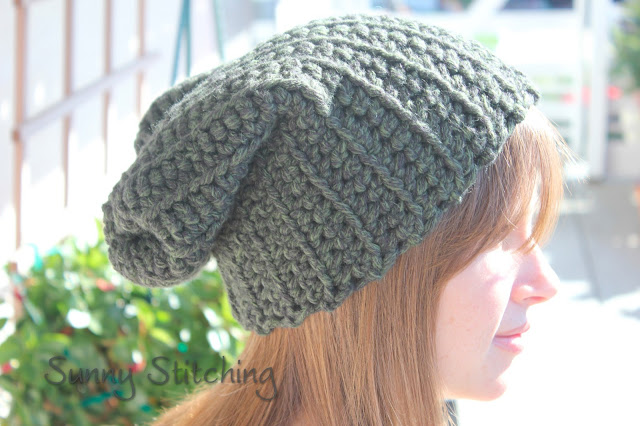 Ribbed Slouchy Hat Free Pattern : Sunny Stitching
