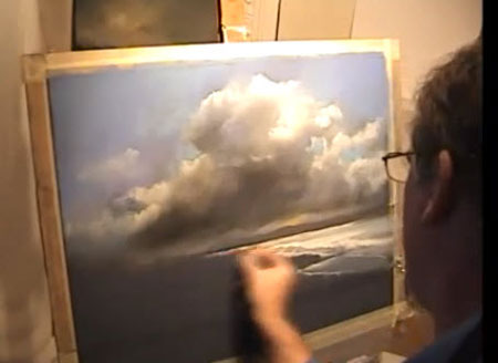 Painting Pastels Storm Clouds and reflections