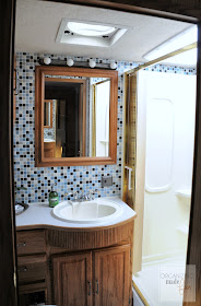 RV bathroom after - tiled with Smart Tiles :: OrganizingMadeFun.com