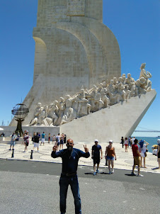 In front of the "Padrao Dos Descobrimentos( Discoveries Monument)".