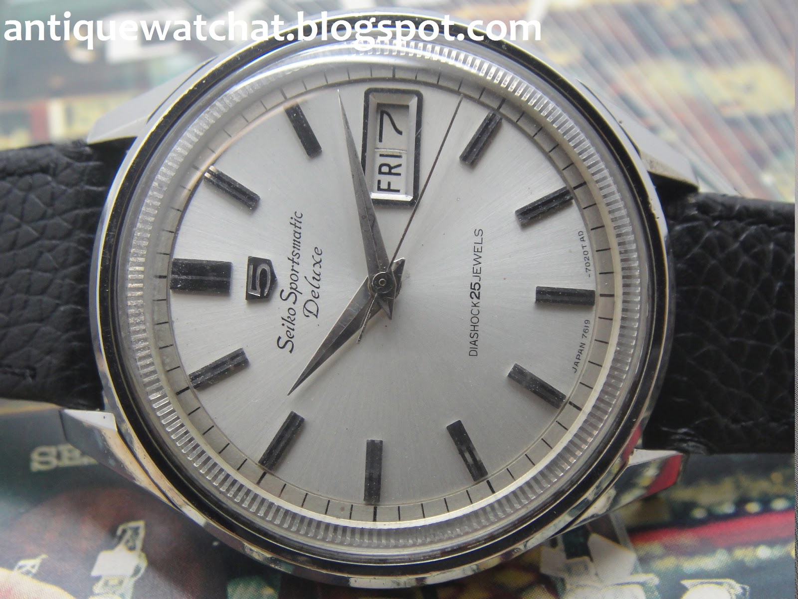 Antique Watch Bar: SEIKO SPORTSMATIC DELUXE DIASHOCK 7619-7010 SS40 (SOLD)