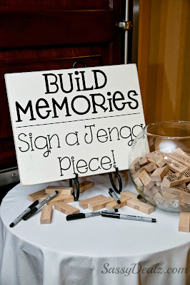 DIY wedding jenga guestbook idea