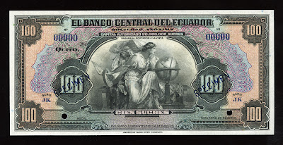 World currency money Ecuador Sucre banknotes bill