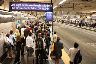 Crowds pack the Seattle Transit Tunnel