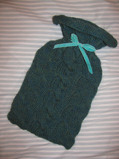 knitted hot water bottle cover