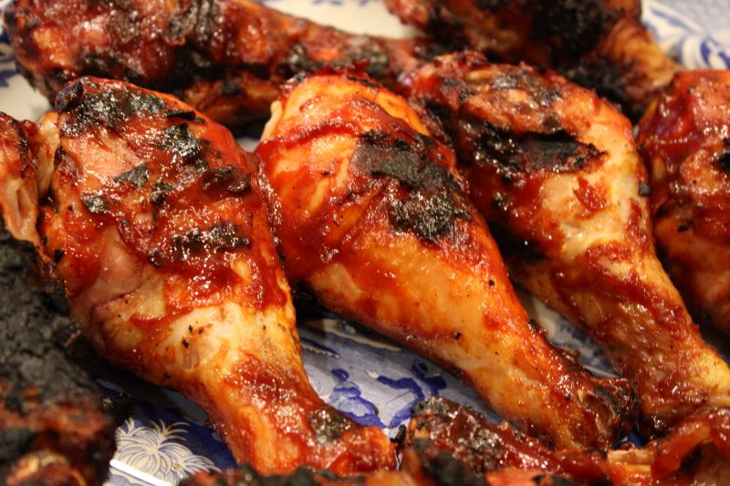pass the peas, please grilled barbecued drumsticks