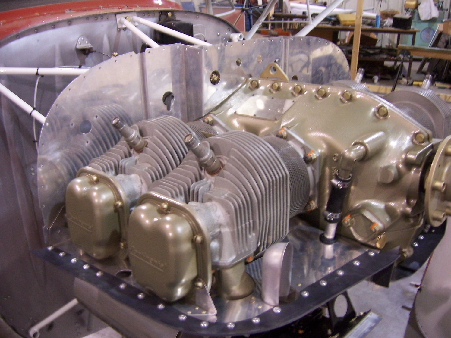 N2496N, '47 Cessna 120 Engine baffling.