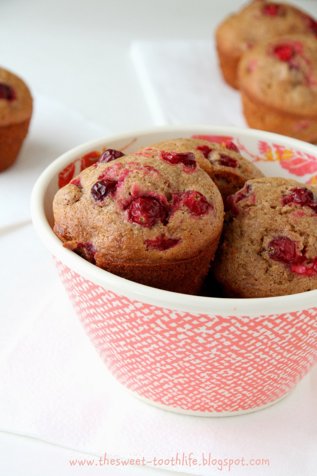 The Sweet {Tooth} Life Whole Wheat Fresh Cranberry Muffins (dairy free)